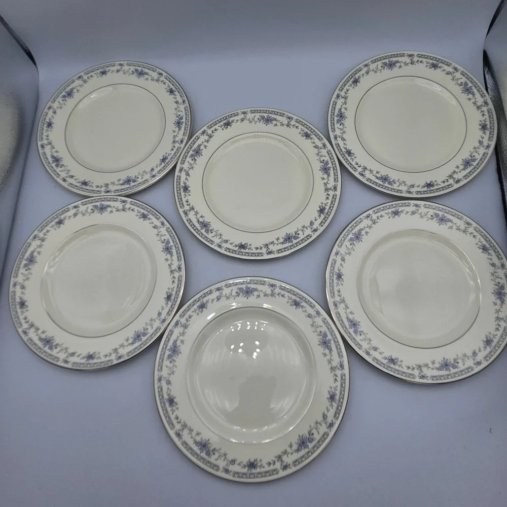 Minton Bellemeade Salad Plates Set of 6 Blue Floral Bone China 8